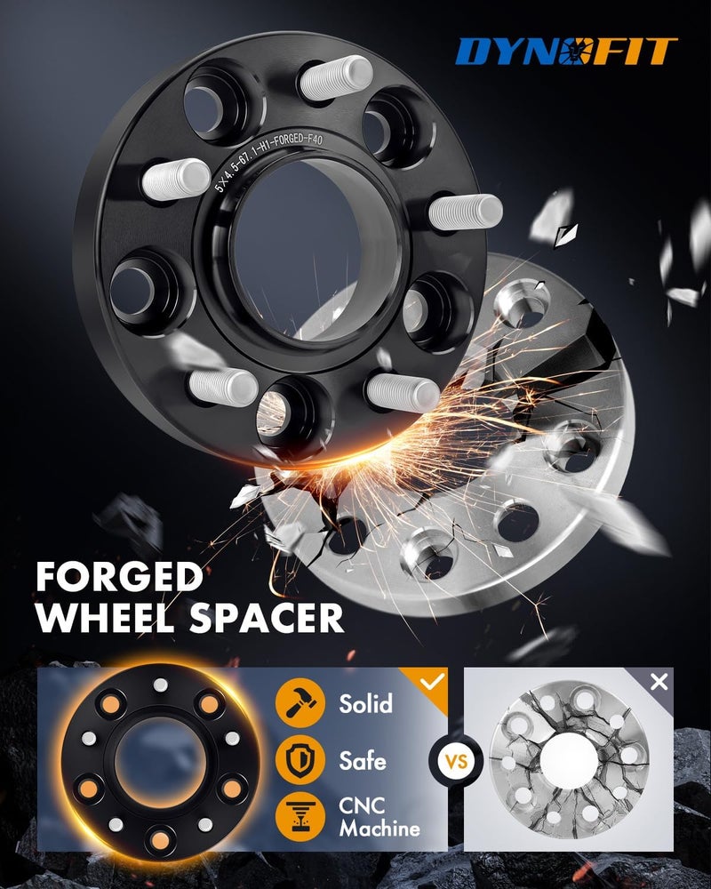 dynofit Store 5x4.5 Wheel Spacers 1 Inch for Hyundai Elantra, Sonat & Genesis Coupe, 67.1 Hub Centric 5x114.3 Bolt Pattern 25mm Tire Spacer Compatibility with Ford Fusion Escape Mazda Jeep Kia, M12x1.5 Stud - Image 4